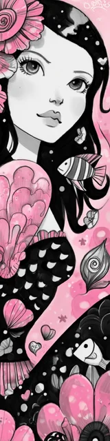 Free mermaid bookmark with a pink and black mermaid